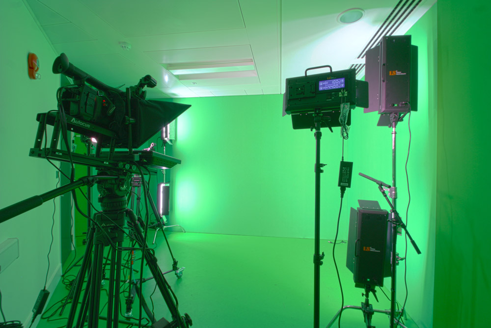 Office recording studio with soundproofing treatments