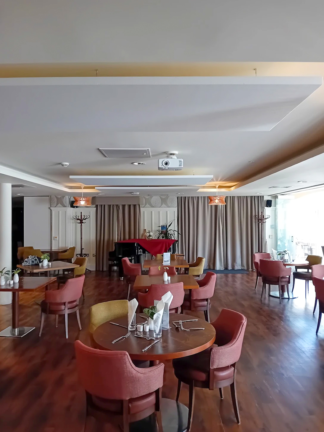 Silent Space acoustic rafts installed in a retirement village restaurant