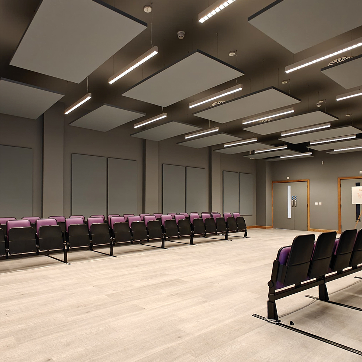 Acoustic ceiling rafts installed in an Art Centre 